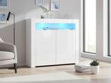 Glansig White 2-Door Buffet with LED Light - 107 cm