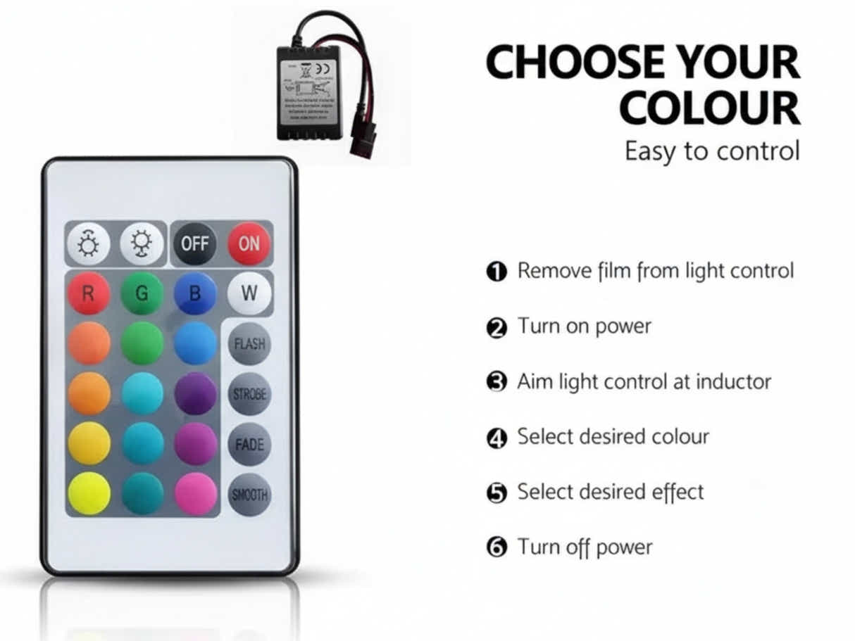 Glansig White 2-Door Buffet with LED Light - 107 cm