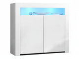 Glansig White 2-Door Buffet with LED Light - 107 cm