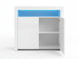 Glansig White 2-Door Buffet with LED Light - 107 cm