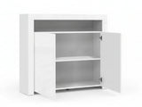 Glansig White 2-Door Buffet with LED Light - 107 cm