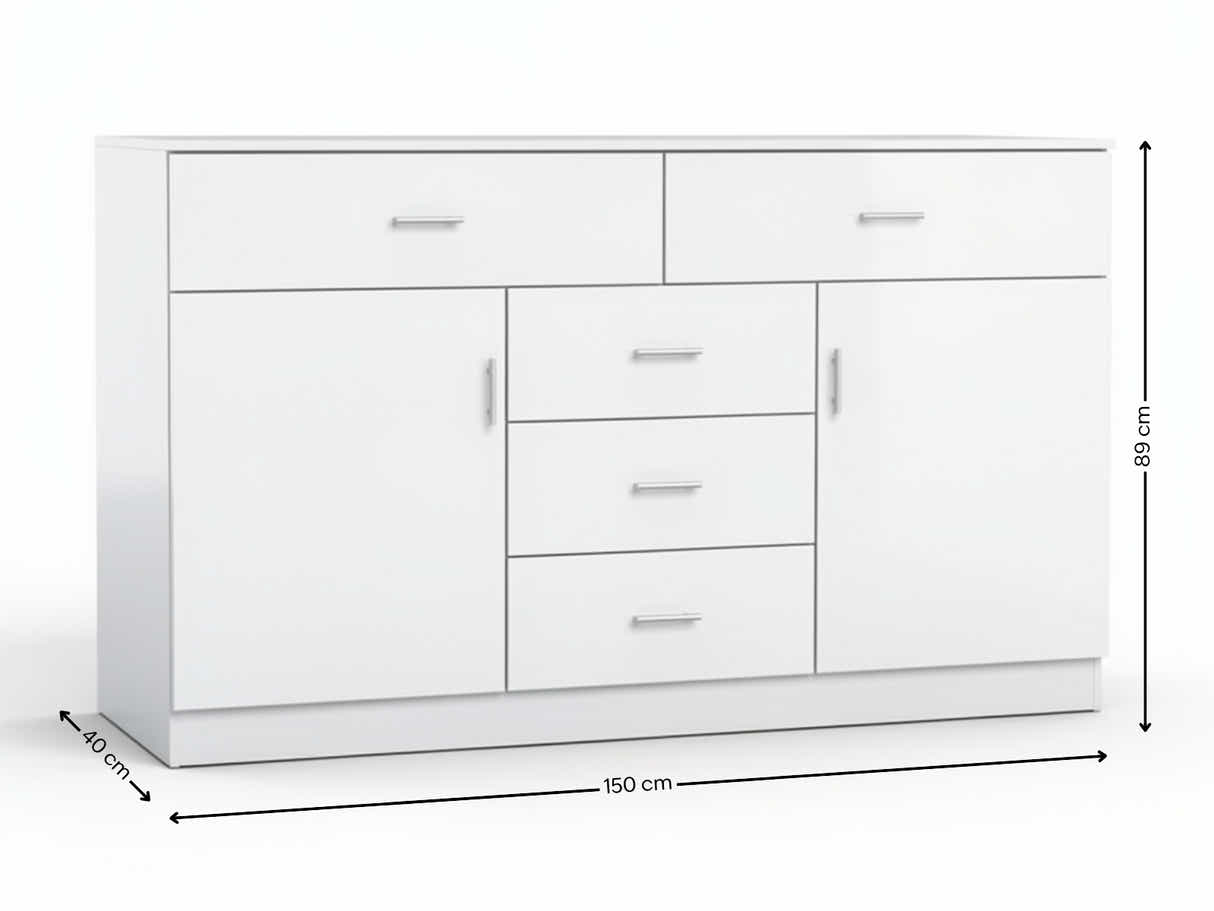 Glansig White Buffet Table - 150 cm