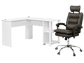 Korr Corner Office Desk & New Markus Office Chair with Footrest PU Coffee