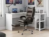 Korr Corner Office Desk & New Markus Office Chair with Footrest PU Coffee