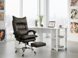 Korr Corner Office Desk & New Markus Office Chair with Footrest PU Coffee