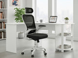 Korr Corner Office Desk & Molina Mesh Task Chair White+Black