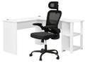 Korr Corner Office Desk & Molina Mesh Task Chair Black+Black