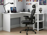 Korr Corner Office Desk & Molina Mesh Task Chair Black+Black