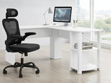 Korr Corner Office Desk & Molina Mesh Task Chair Black+Black