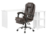 Korr Corner Office Desk & Colson Massage Office Chair PVC Dark Brown (Combo)