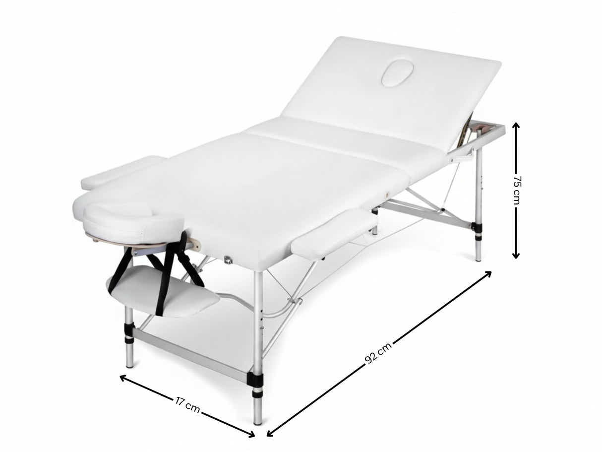 3-Fold Portable Aluminum Massage Table - White