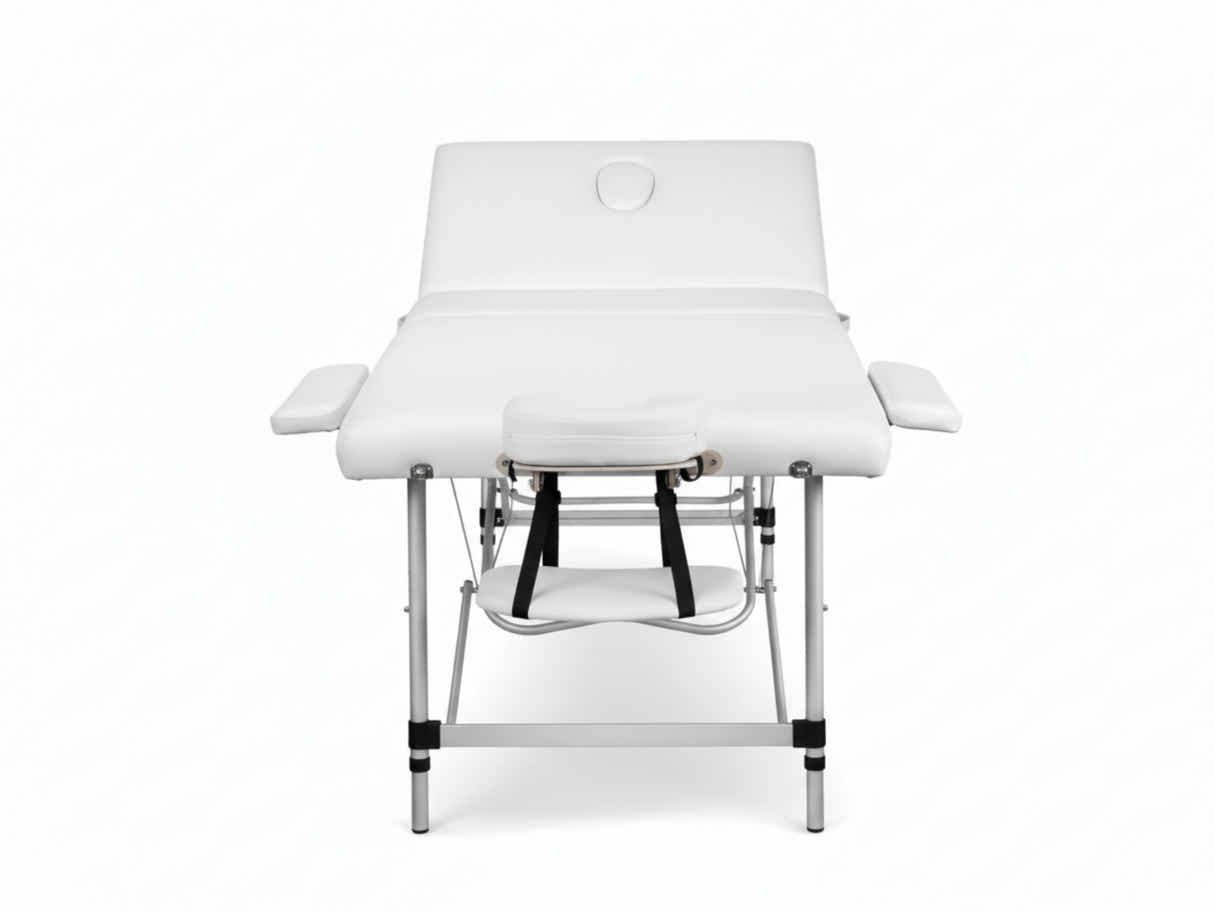 3-Fold Portable Aluminum Massage Table - White