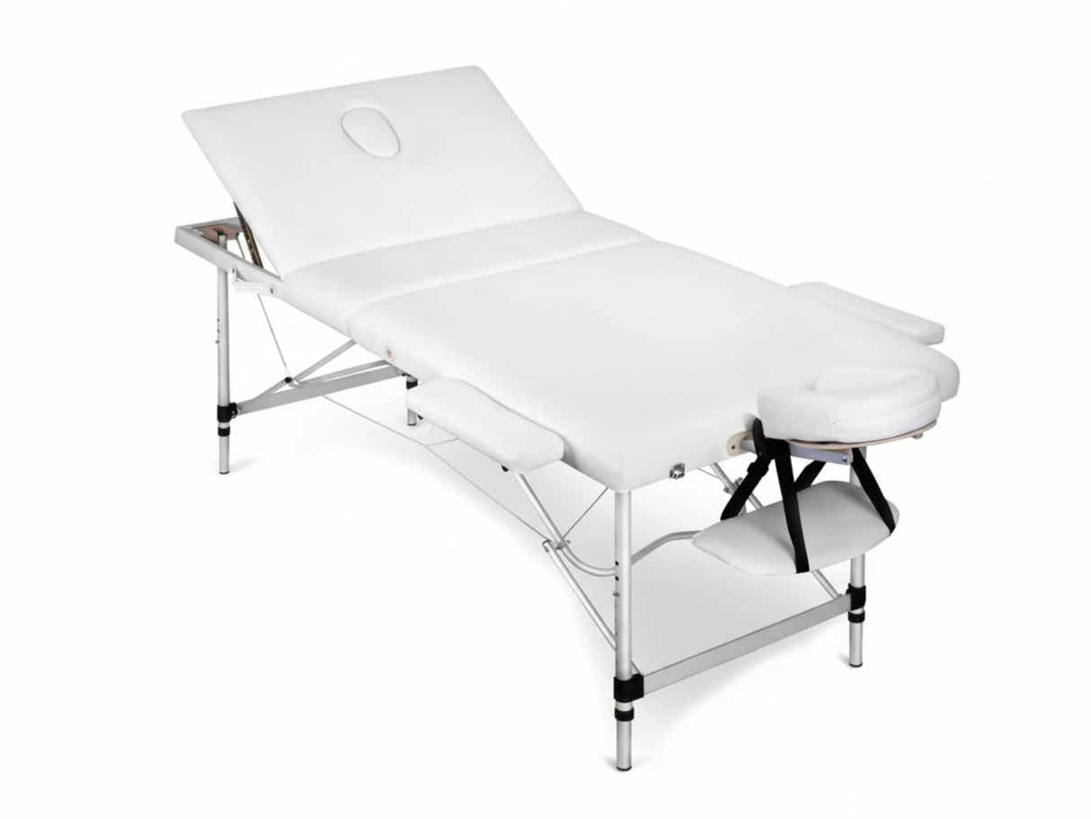 3-Fold Portable Aluminum Massage Table - White