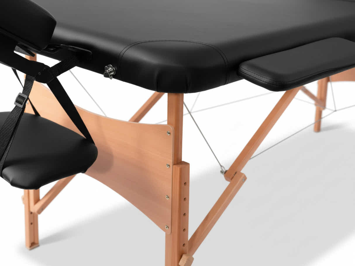 3-Fold Portable Wooden Massage Table - Black
