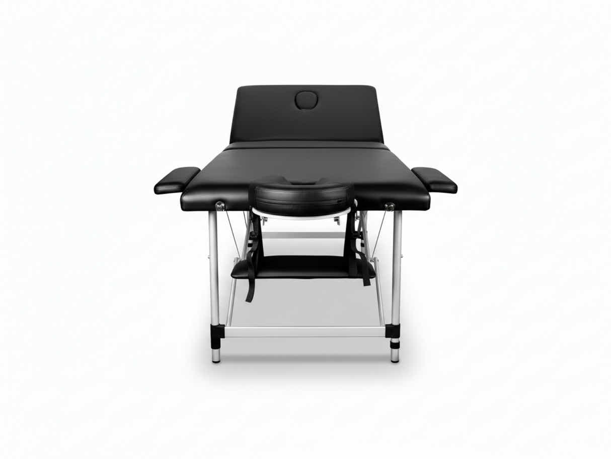 3-Fold Portable Aluminum Massage Table - Black