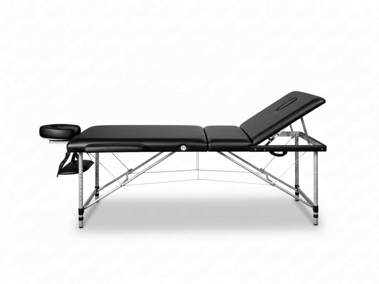 3-Fold Portable Aluminum Massage Table - Black