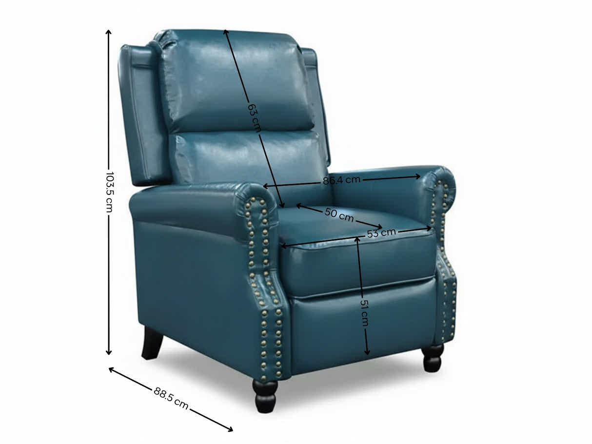 Nilsson PU Leather Recliner Chair - Blue