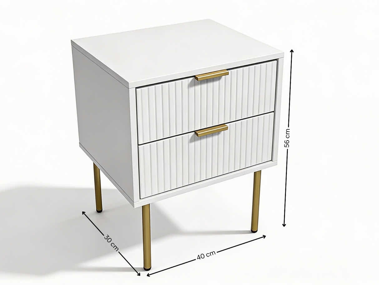 2-Drawer Bedside Table White