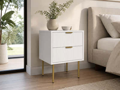 2-Drawer Bedside Table White