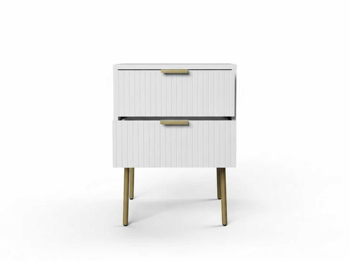 2-Drawer Bedside Table White