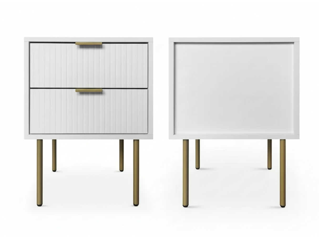 2-Drawer Bedside Table White
