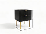 2-Drawer Bedside Table Black