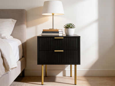 2-Drawer Bedside Table Black