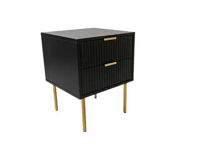 2-Drawer Bedside Table Black