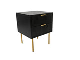 2-Drawer Bedside Table Black