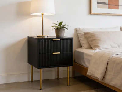 2-Drawer Bedside Table Black