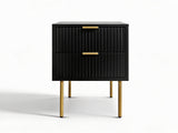 2-Drawer Bedside Table Black