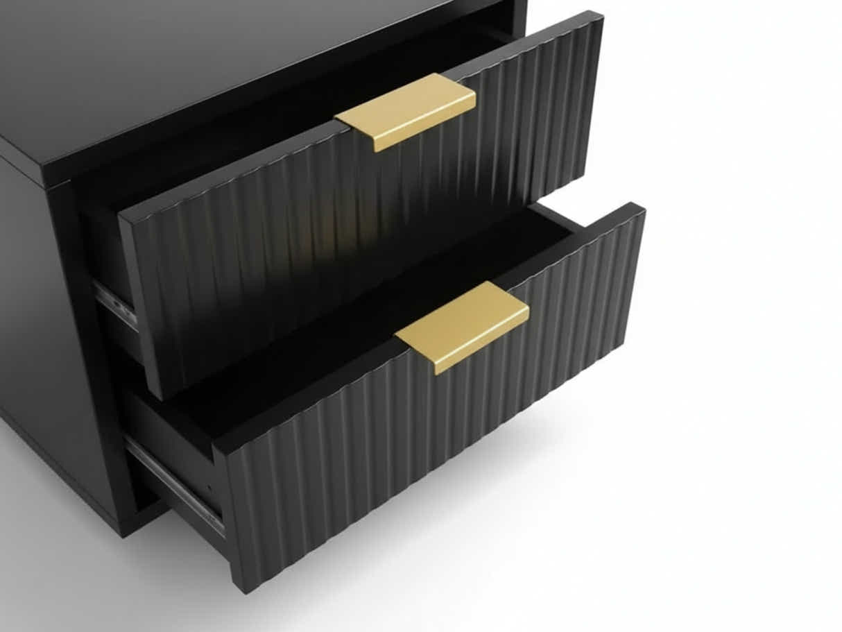 2-Drawer Bedside Table Black