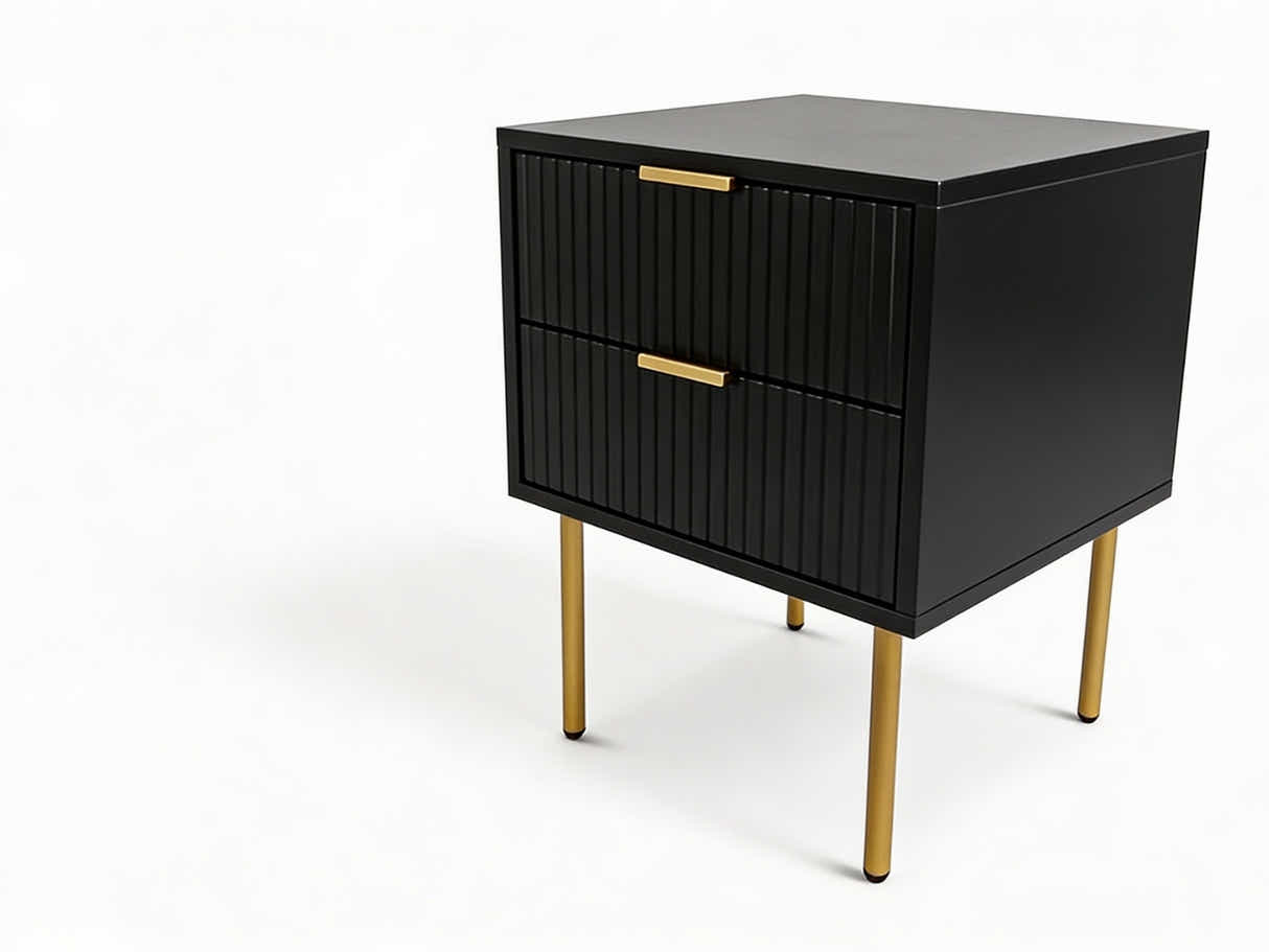 2-Drawer Bedside Table Black