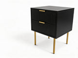 2-Drawer Bedside Table Black