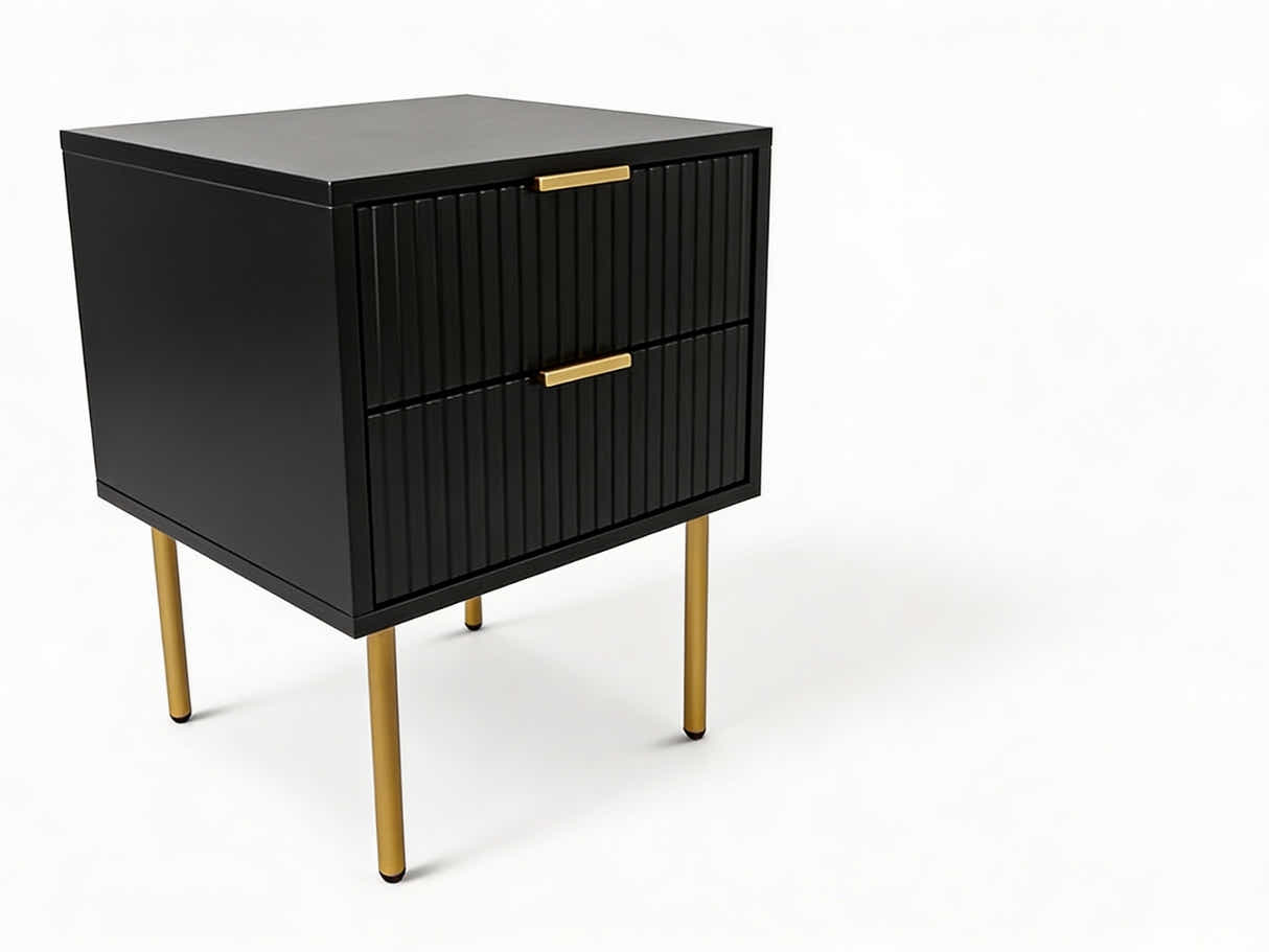 2-Drawer Bedside Table Black
