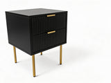 2-Drawer Bedside Table Black