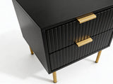 2-Drawer Bedside Table Black