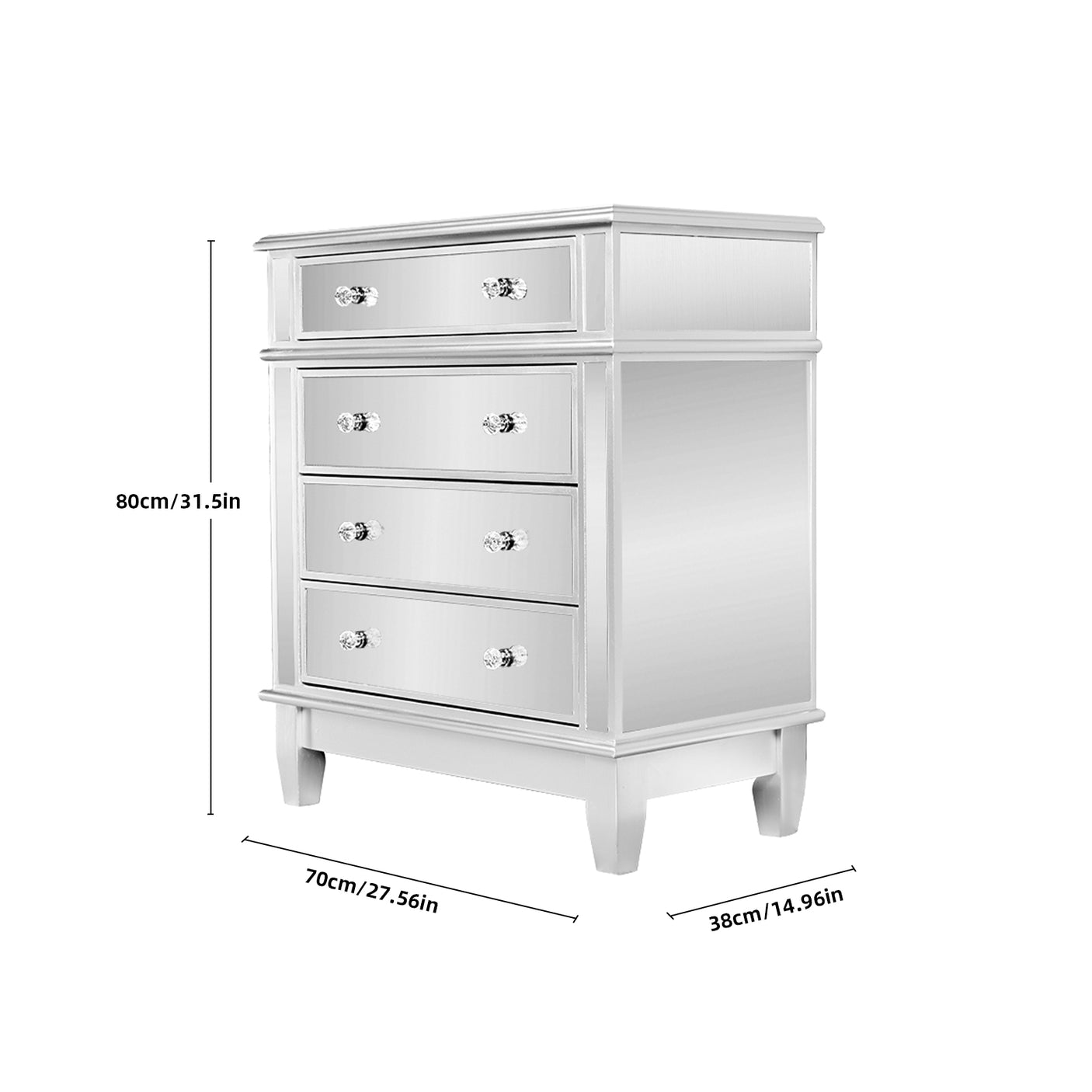 Mirrored Chest 4 Drawer