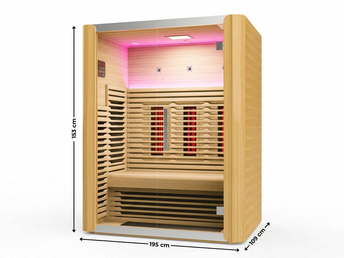 3 Person Low EMF Far Infrared With Red Light Tube Full spectrum Sauna