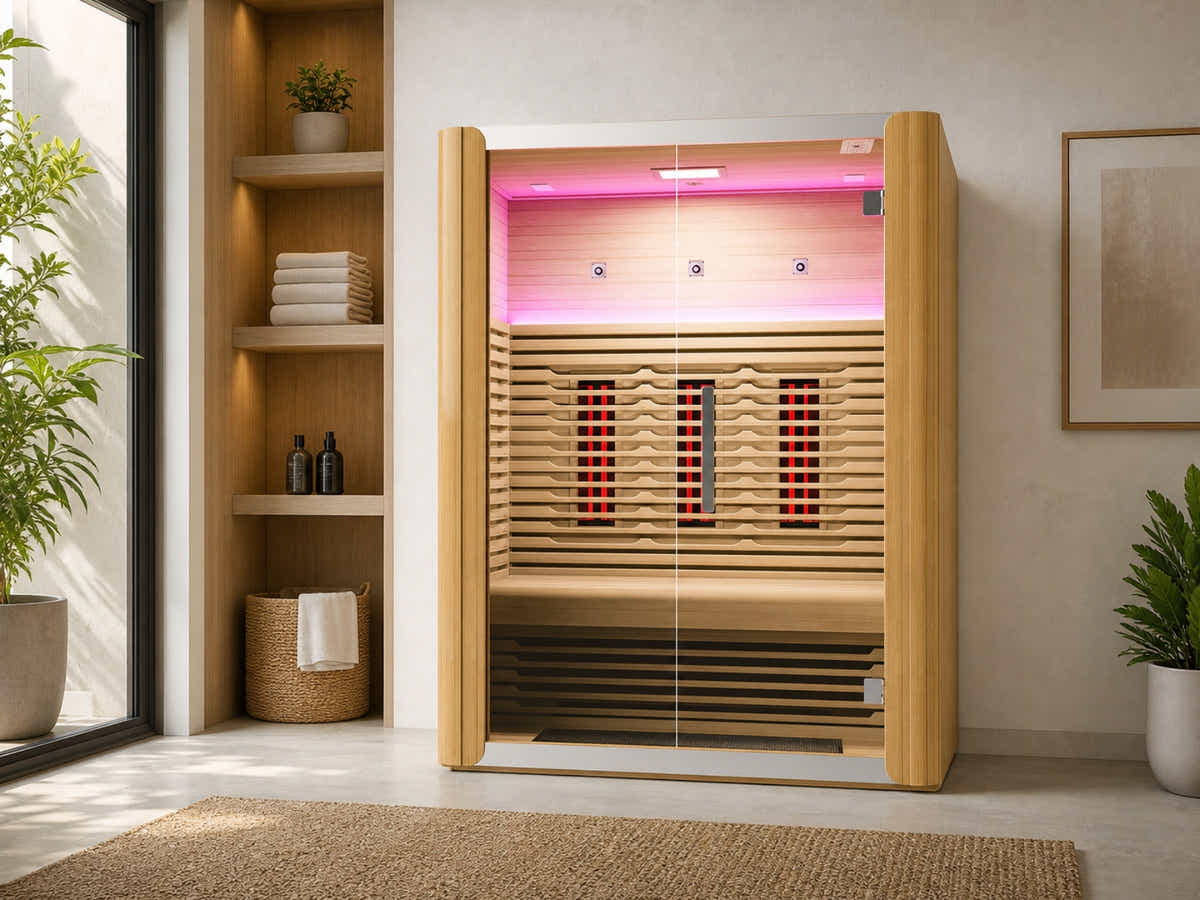 3 Person Low EMF Far Infrared With Red Light Tube Full spectrum Sauna
