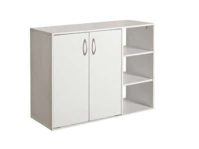 Okura 2-Door Shoe Cabinet with Shelf - White