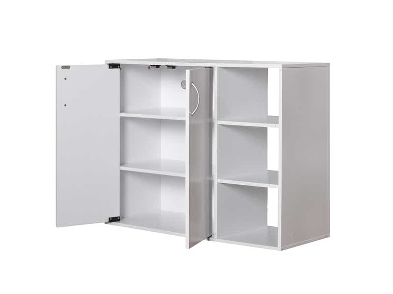 Okura 2-Door Shoe Cabinet with Shelf - White