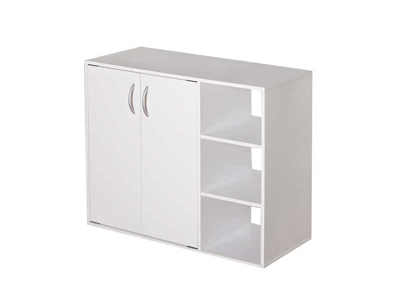 Okura 2-Door Shoe Cabinet with Shelf - White