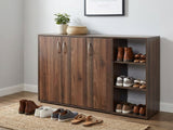 Okura 3-Door Shoe Cabinet with Shelf - Walnut