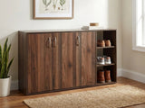 Okura 3-Door Shoe Cabinet with Shelf - Walnut