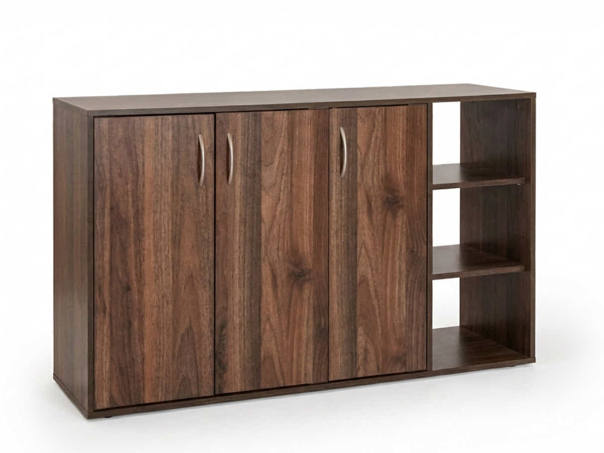 Okura 3-Door Shoe Cabinet with Shelf - Walnut