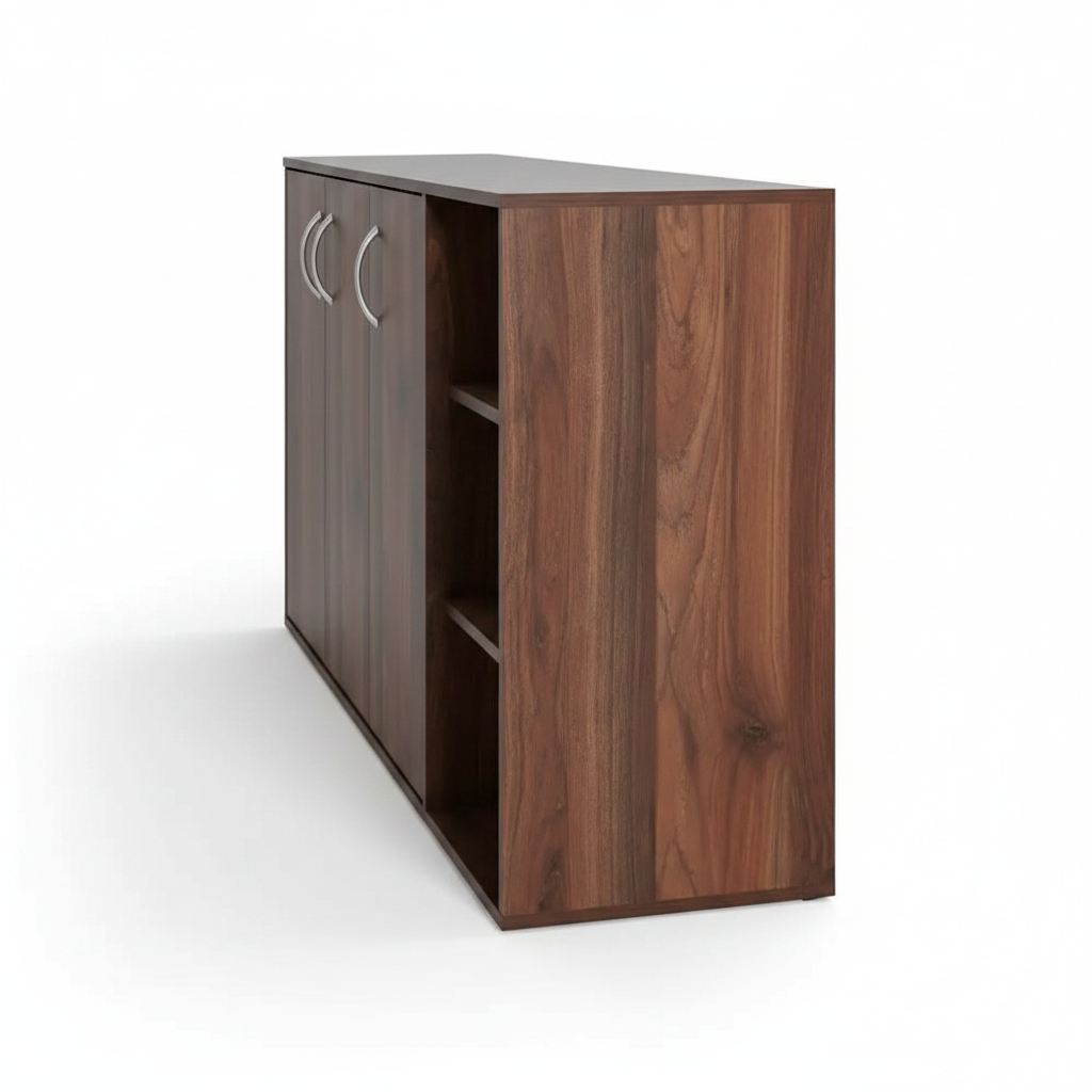 Okura 3-Door Shoe Cabinet with Shelf - Walnut