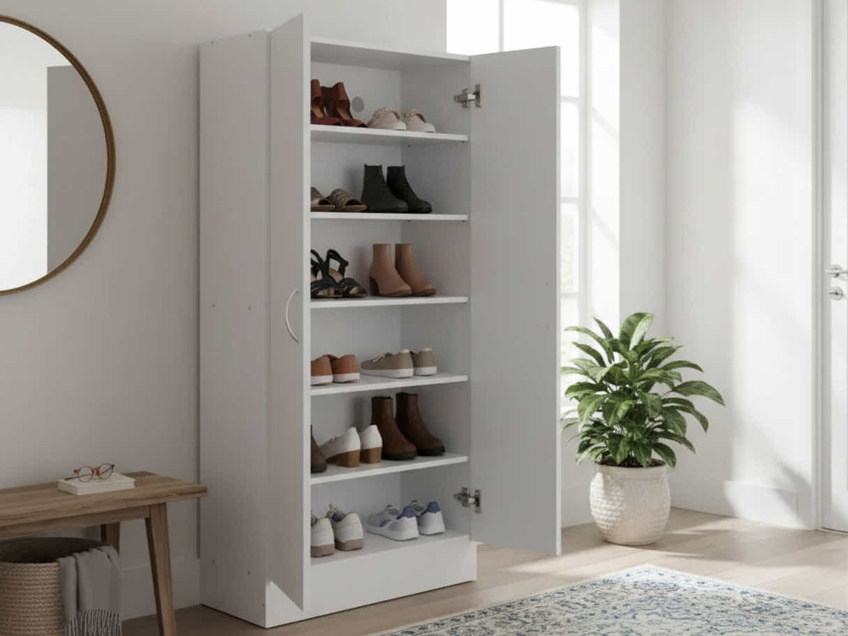 Clevedon 2-Door Shoe Storage Cabinet - White