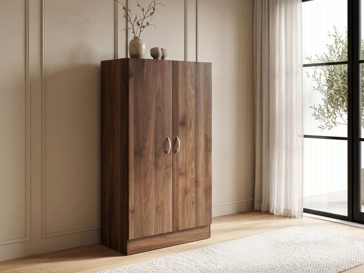 Clevedon 2-Door Shoe Storage Cabinet - Walnut