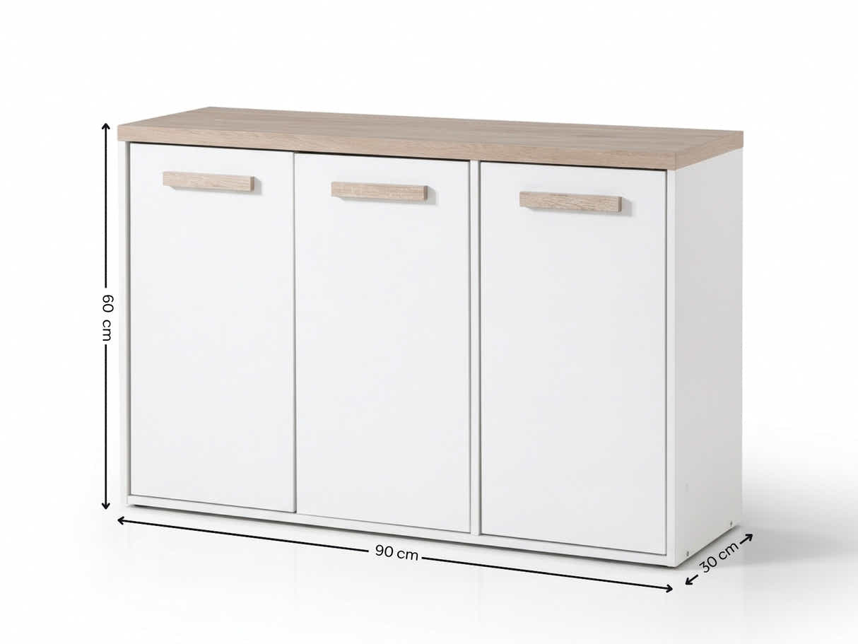 Orewa 3-Door Shoe Cabinet - Wall Mounted or Freestanding